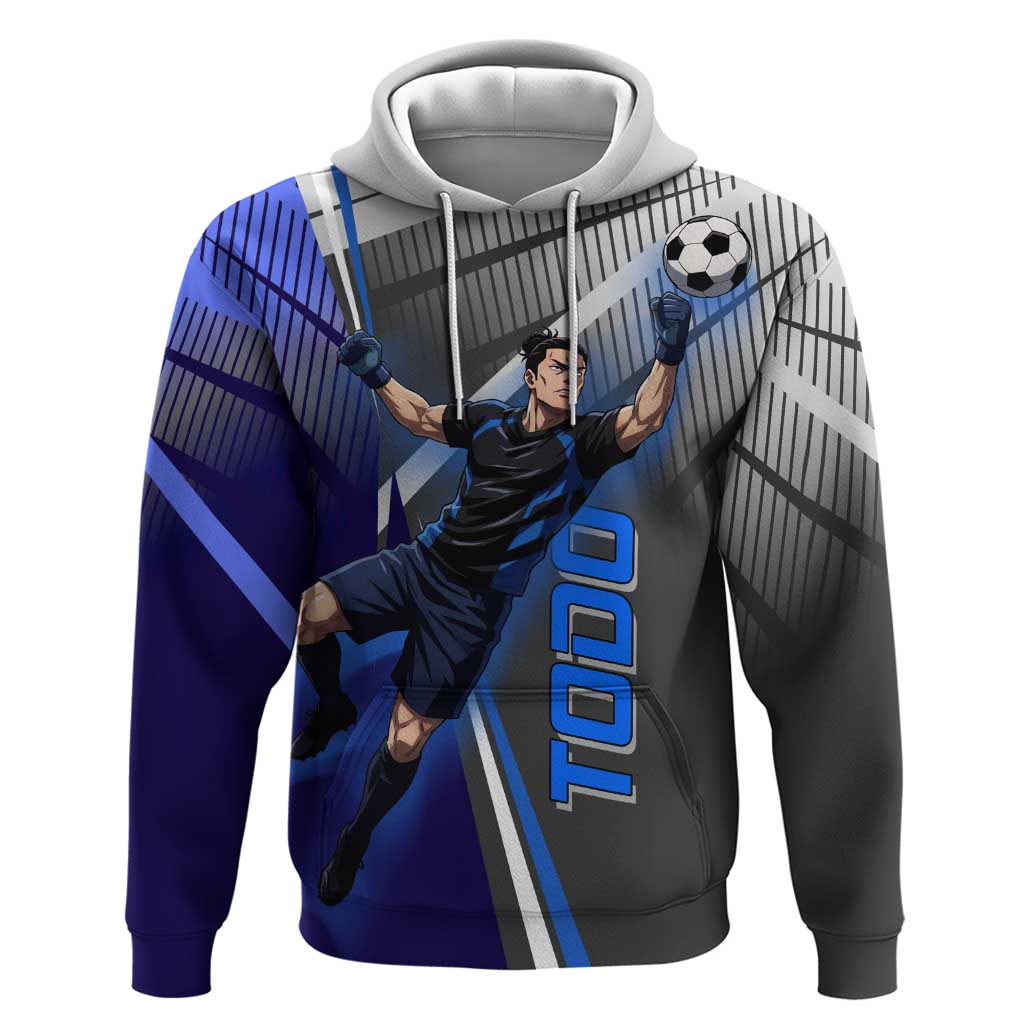 Personalized Aoi Todo Jujutsu Kaisen Hoodie with Blue Gradient and Goalkeeper Action Design