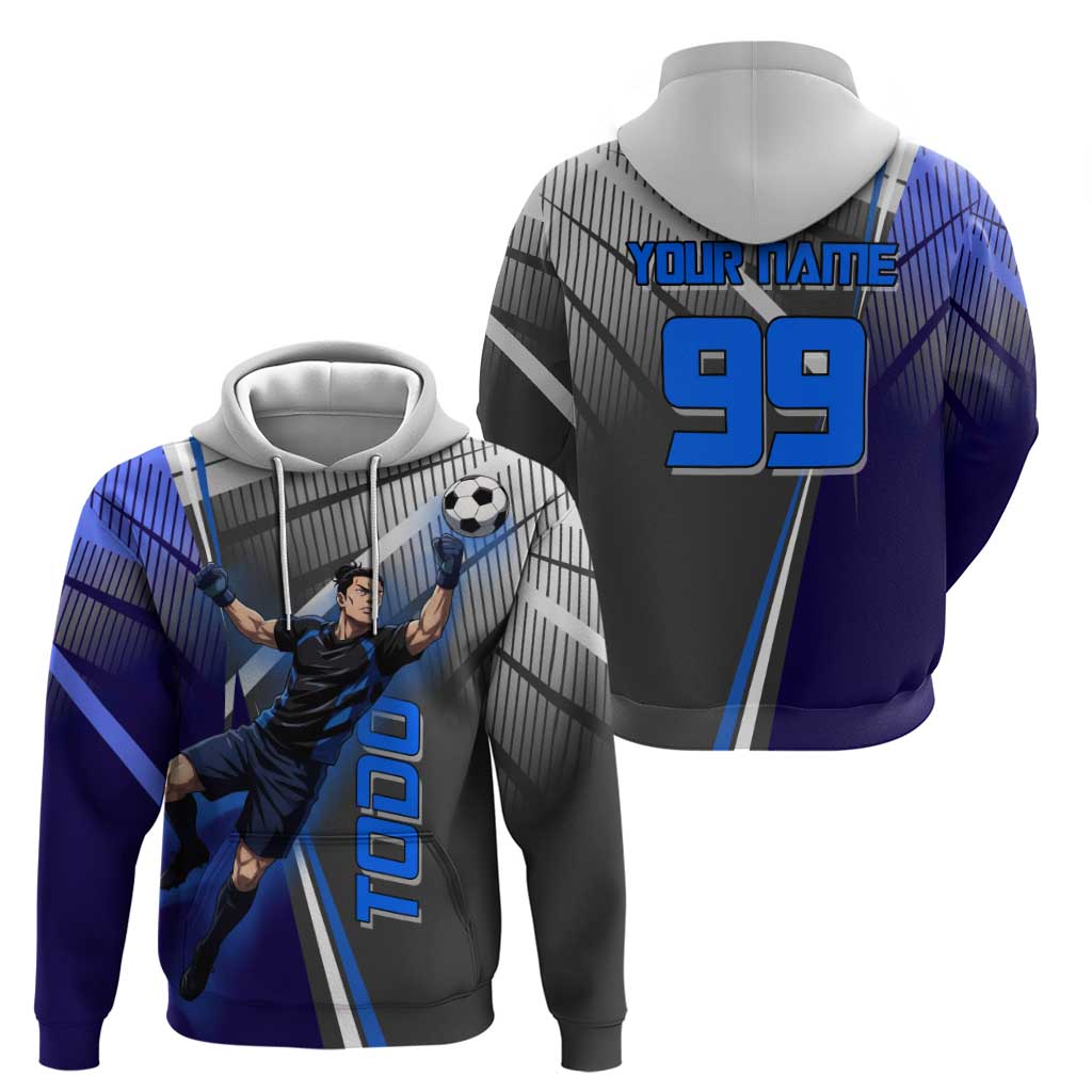 Personalized Aoi Todo Jujutsu Kaisen Hoodie with Blue Gradient and Goalkeeper Action Design