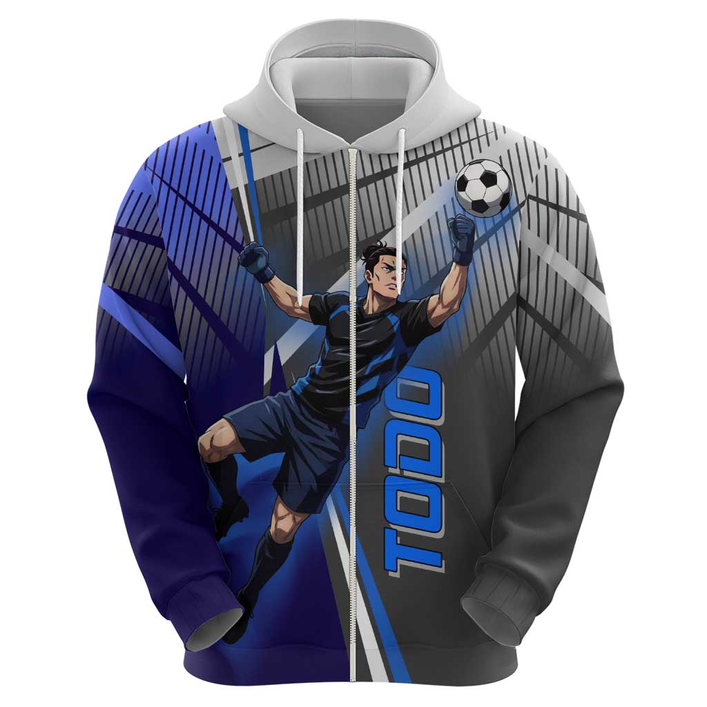 Personalized Aoi Todo Jujutsu Kaisen Hoodie with Blue Gradient and Goalkeeper Action Design