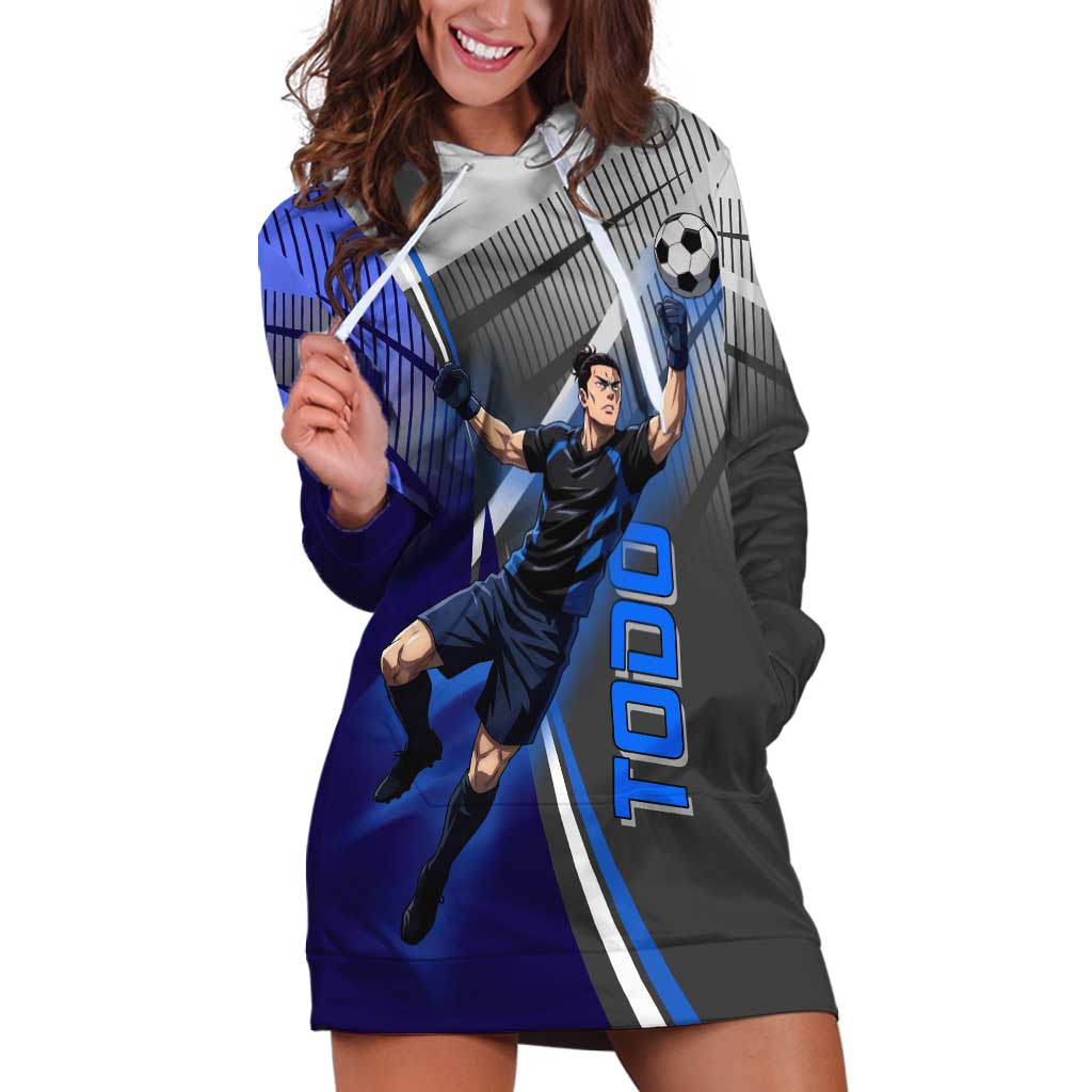Personalized Aoi Todo Jujutsu Kaisen Hoodie Dress with Blue Gradient and Goalkeeper Action Design