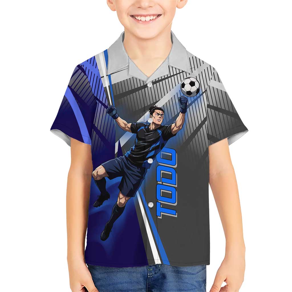 Personalized Aoi Todo Jujutsu Kaisen Kid Hawaiian Shirt with Blue Gradient and Goalkeeper Action Design