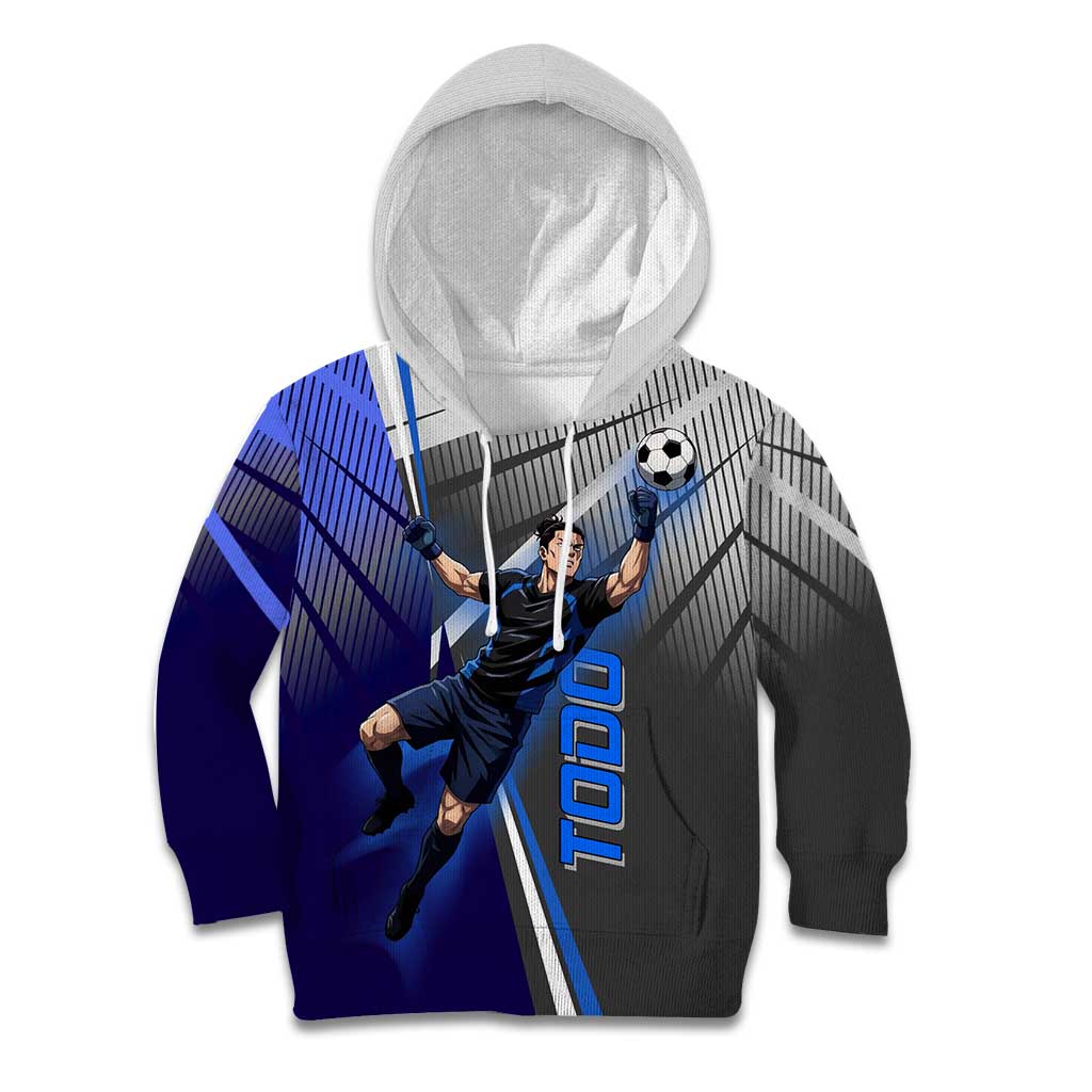 Personalized Aoi Todo Jujutsu Kaisen Kid Hoodie with Blue Gradient and Goalkeeper Action Design