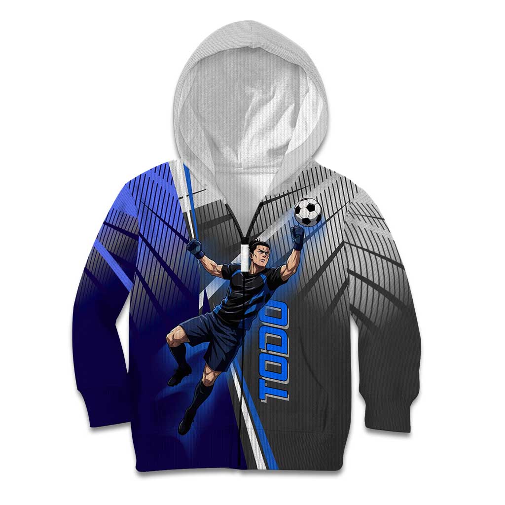 Personalized Aoi Todo Jujutsu Kaisen Kid Hoodie with Blue Gradient and Goalkeeper Action Design