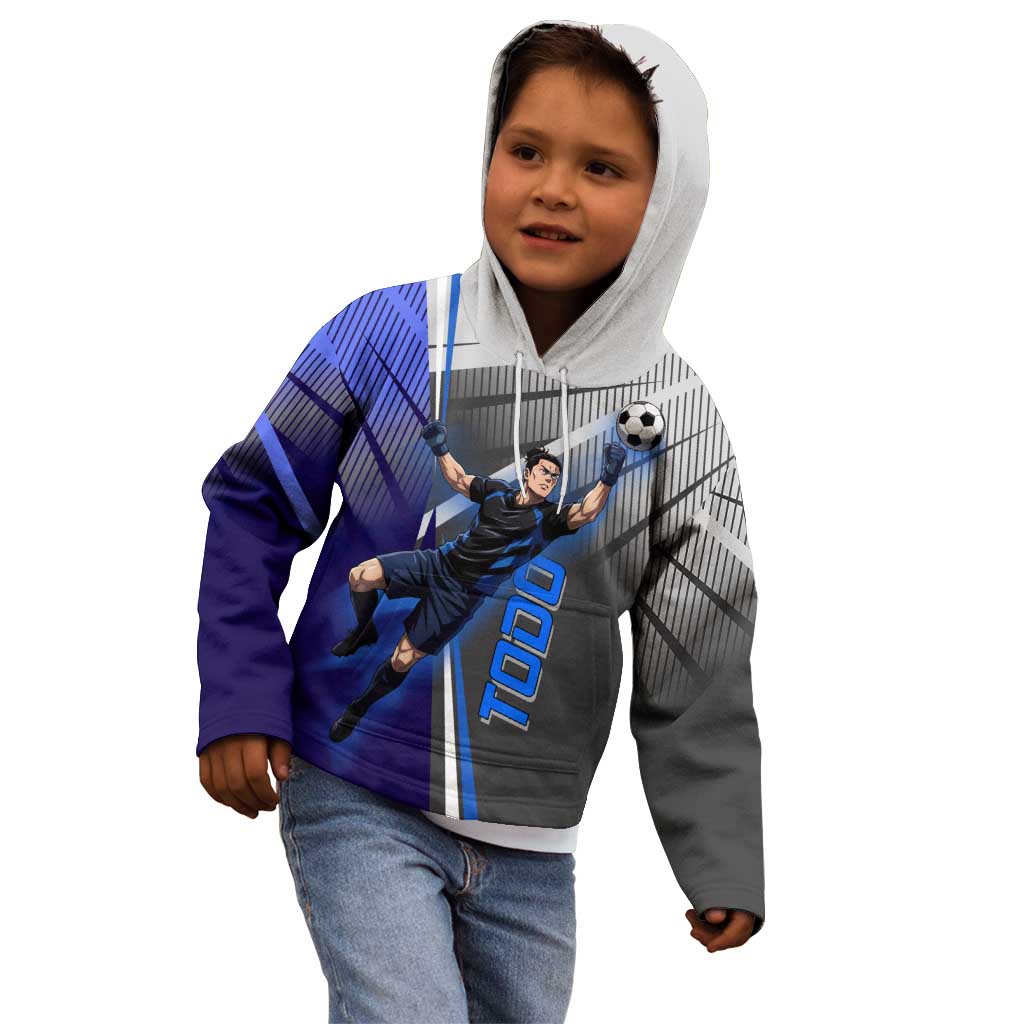 Personalized Aoi Todo Jujutsu Kaisen Kid Hoodie with Blue Gradient and Goalkeeper Action Design