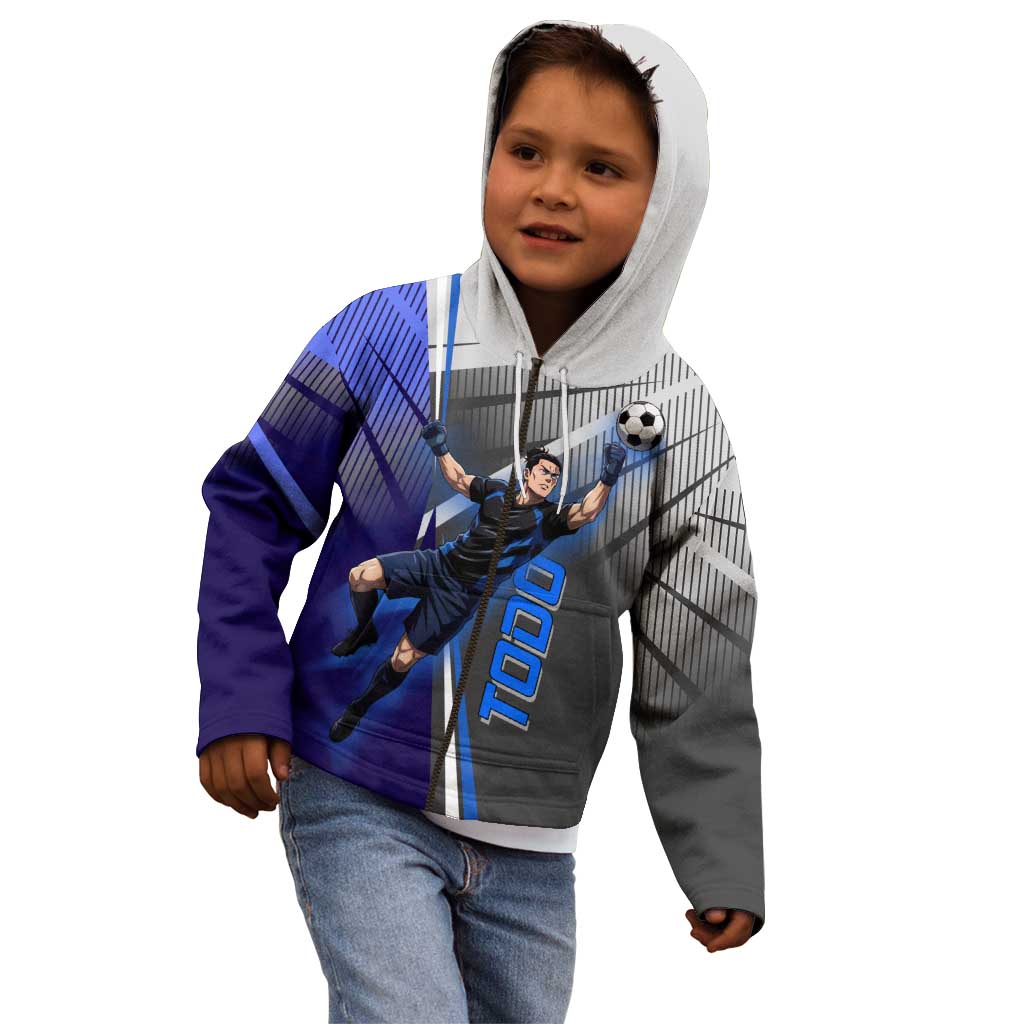 Personalized Aoi Todo Jujutsu Kaisen Kid Hoodie with Blue Gradient and Goalkeeper Action Design