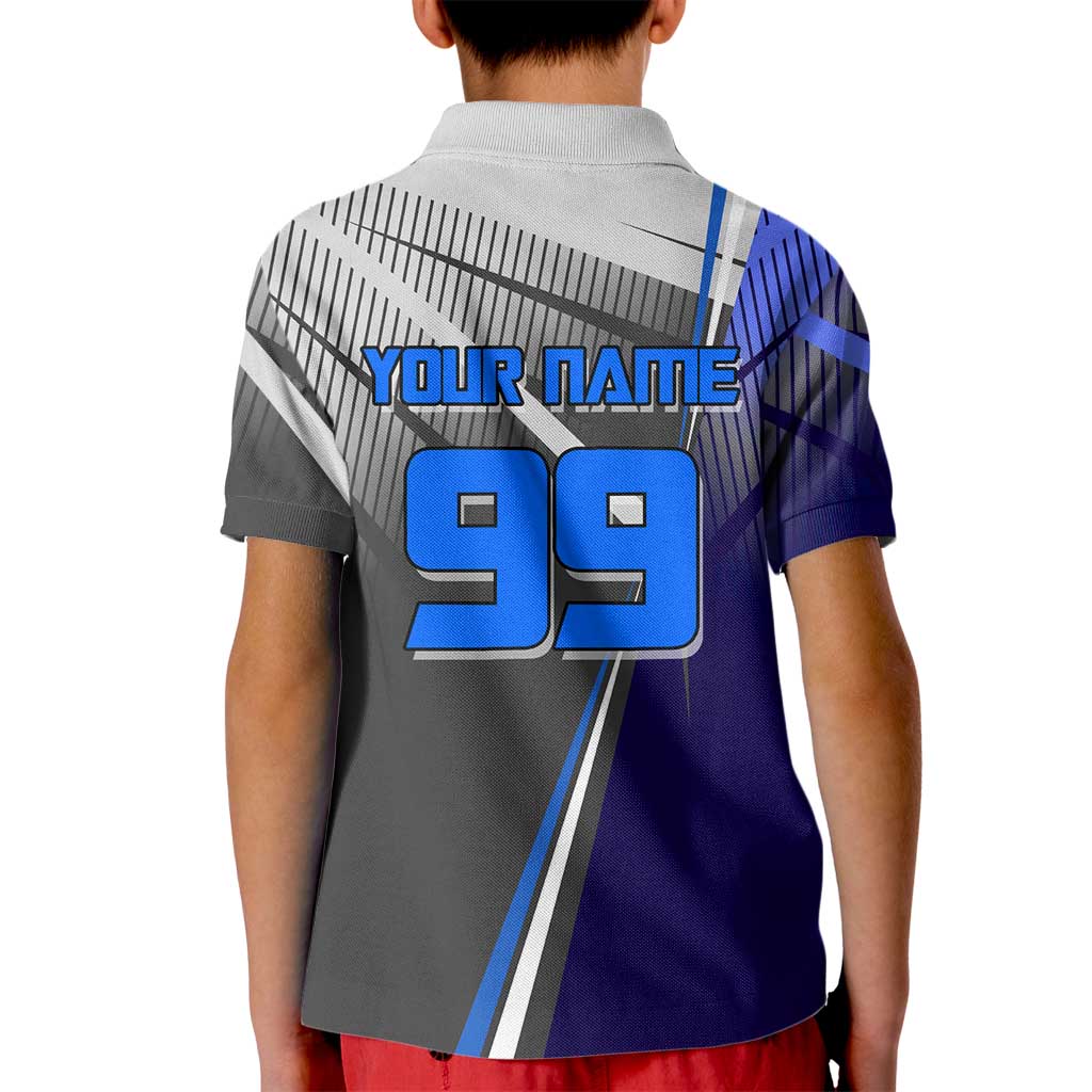 Personalized Aoi Todo Jujutsu Kaisen Kid Polo Shirt with Blue Gradient and Goalkeeper Action Design