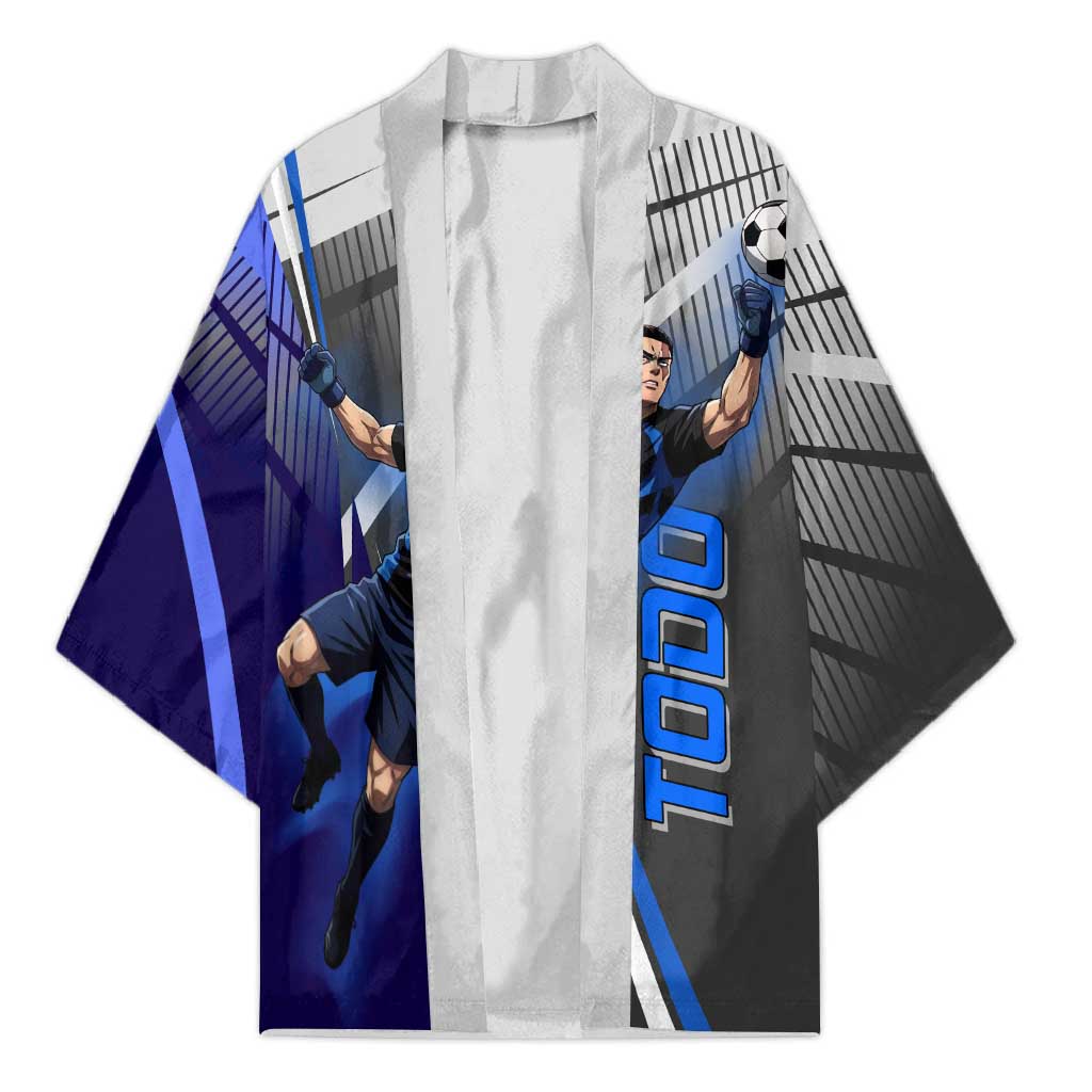 Personalized Aoi Todo Jujutsu Kaisen Kimono with Blue Gradient and Goalkeeper Action Design