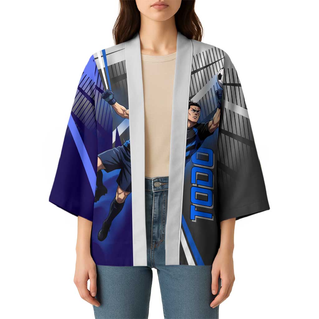 Personalized Aoi Todo Jujutsu Kaisen Kimono with Blue Gradient and Goalkeeper Action Design