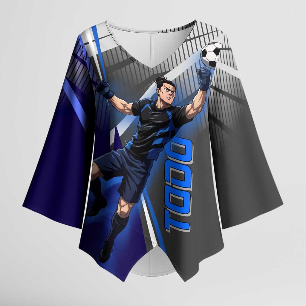Personalized Aoi Todo Jujutsu Kaisen Kimono Sleeve Blouse with Blue Gradient and Goalkeeper Action Design