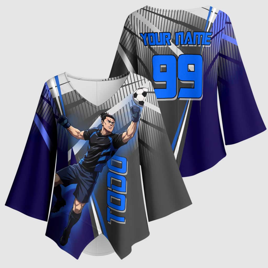 Personalized Aoi Todo Jujutsu Kaisen Kimono Sleeve Blouse with Blue Gradient and Goalkeeper Action Design