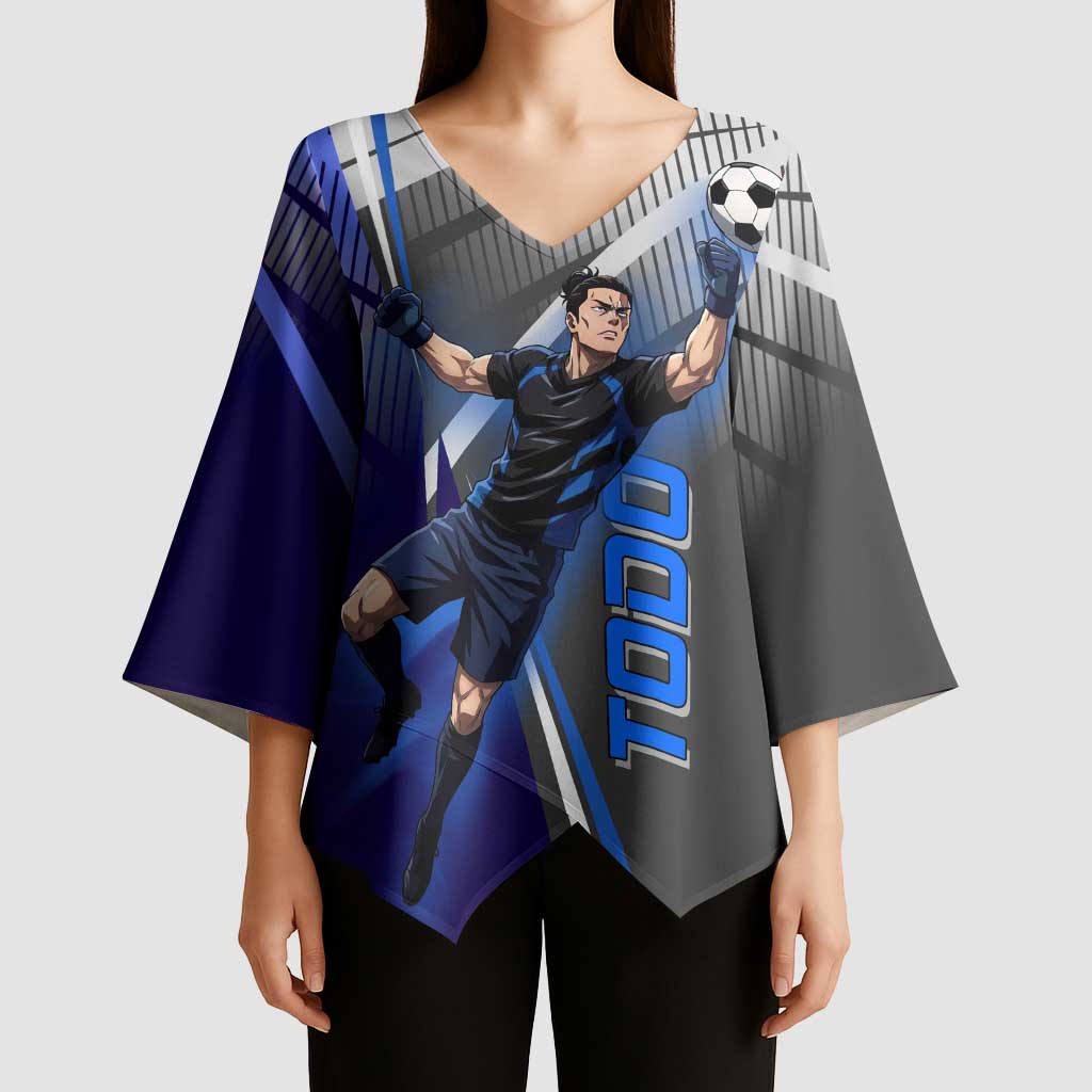 Personalized Aoi Todo Jujutsu Kaisen Kimono Sleeve Blouse with Blue Gradient and Goalkeeper Action Design