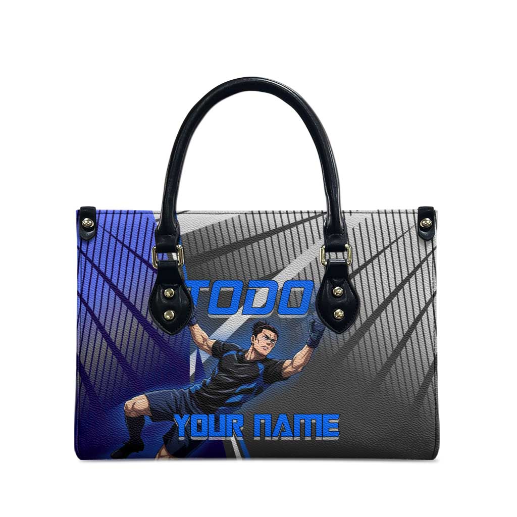 Personalized Aoi Todo Jujutsu Kaisen Leather Bag with Blue Gradient and Goalkeeper Action Design