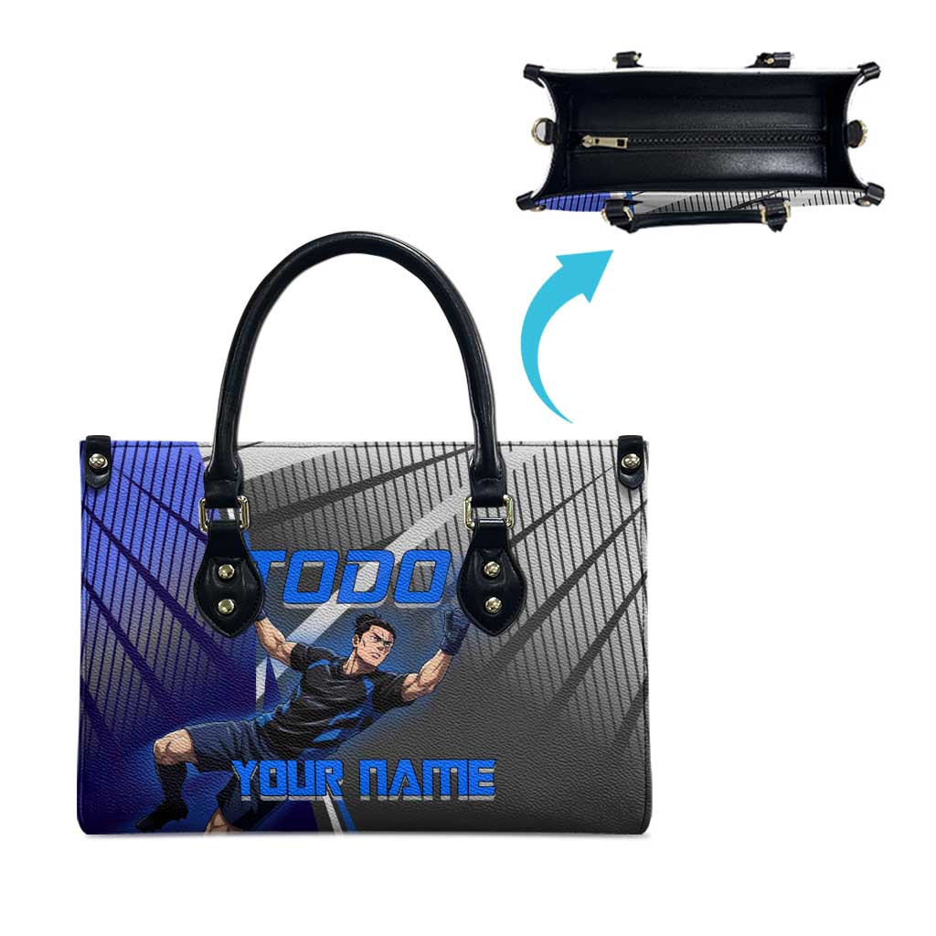 Personalized Aoi Todo Jujutsu Kaisen Leather Bag with Blue Gradient and Goalkeeper Action Design