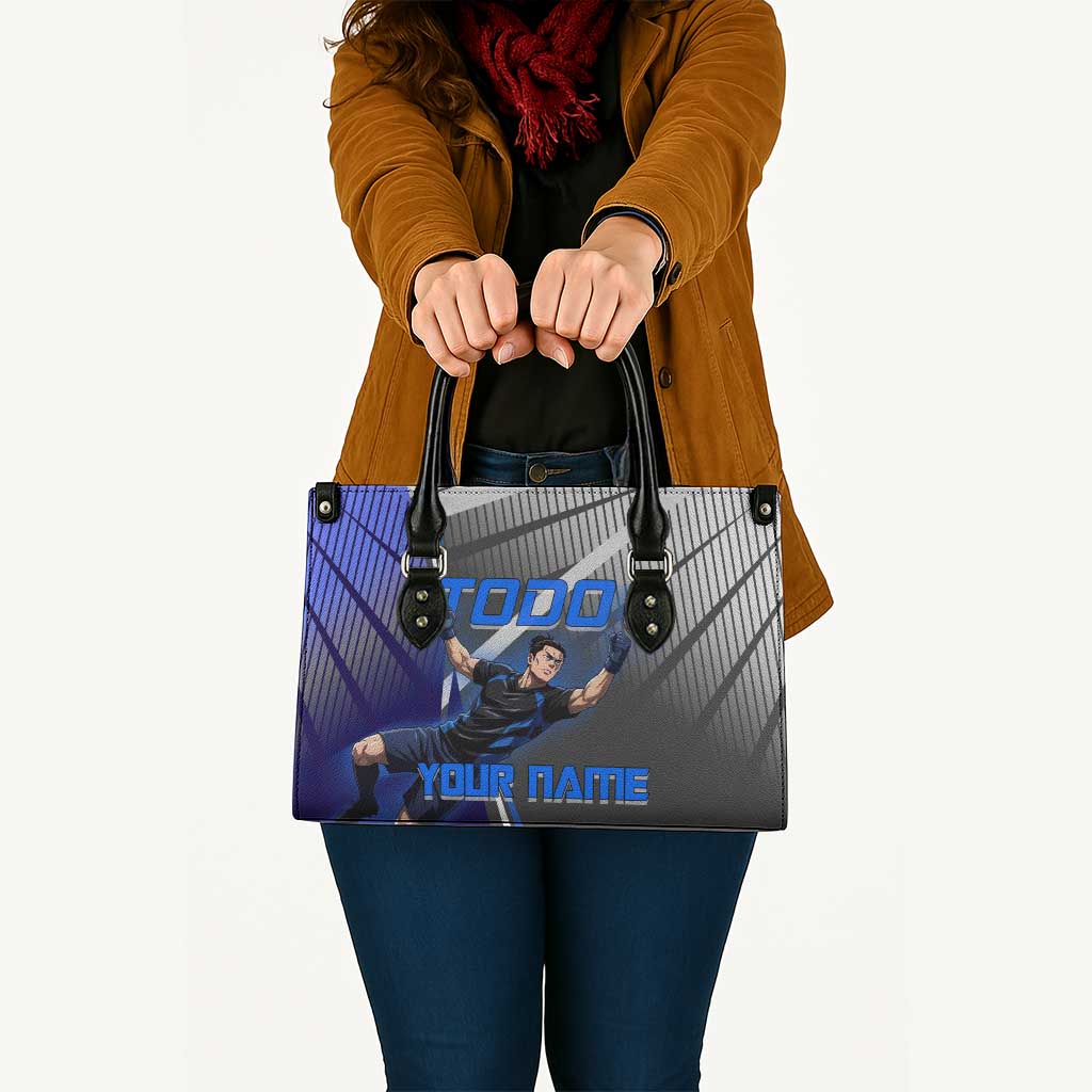 Personalized Aoi Todo Jujutsu Kaisen Leather Bag with Blue Gradient and Goalkeeper Action Design