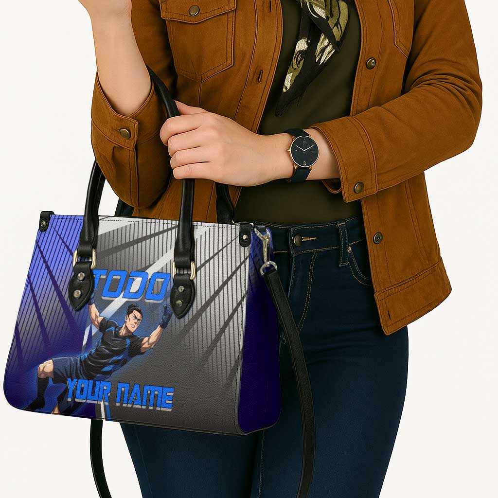 Personalized Aoi Todo Jujutsu Kaisen Leather Bag with Blue Gradient and Goalkeeper Action Design