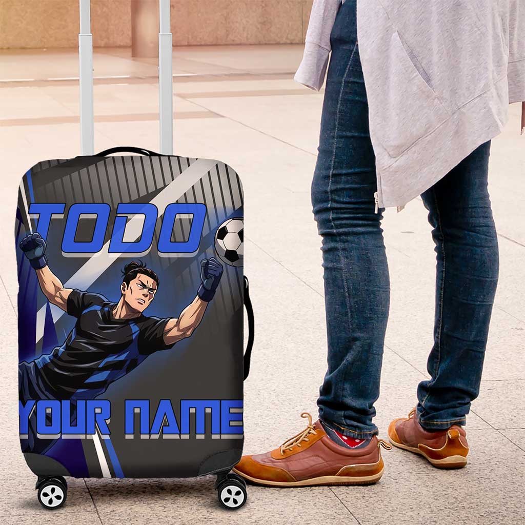 Personalized Aoi Todo Jujutsu Kaisen Luggage Cover with Blue Gradient and Goalkeeper Action Design