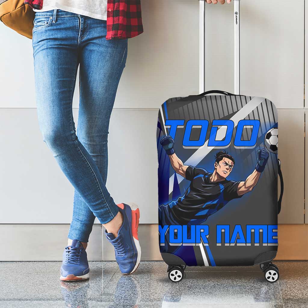 Personalized Aoi Todo Jujutsu Kaisen Luggage Cover with Blue Gradient and Goalkeeper Action Design