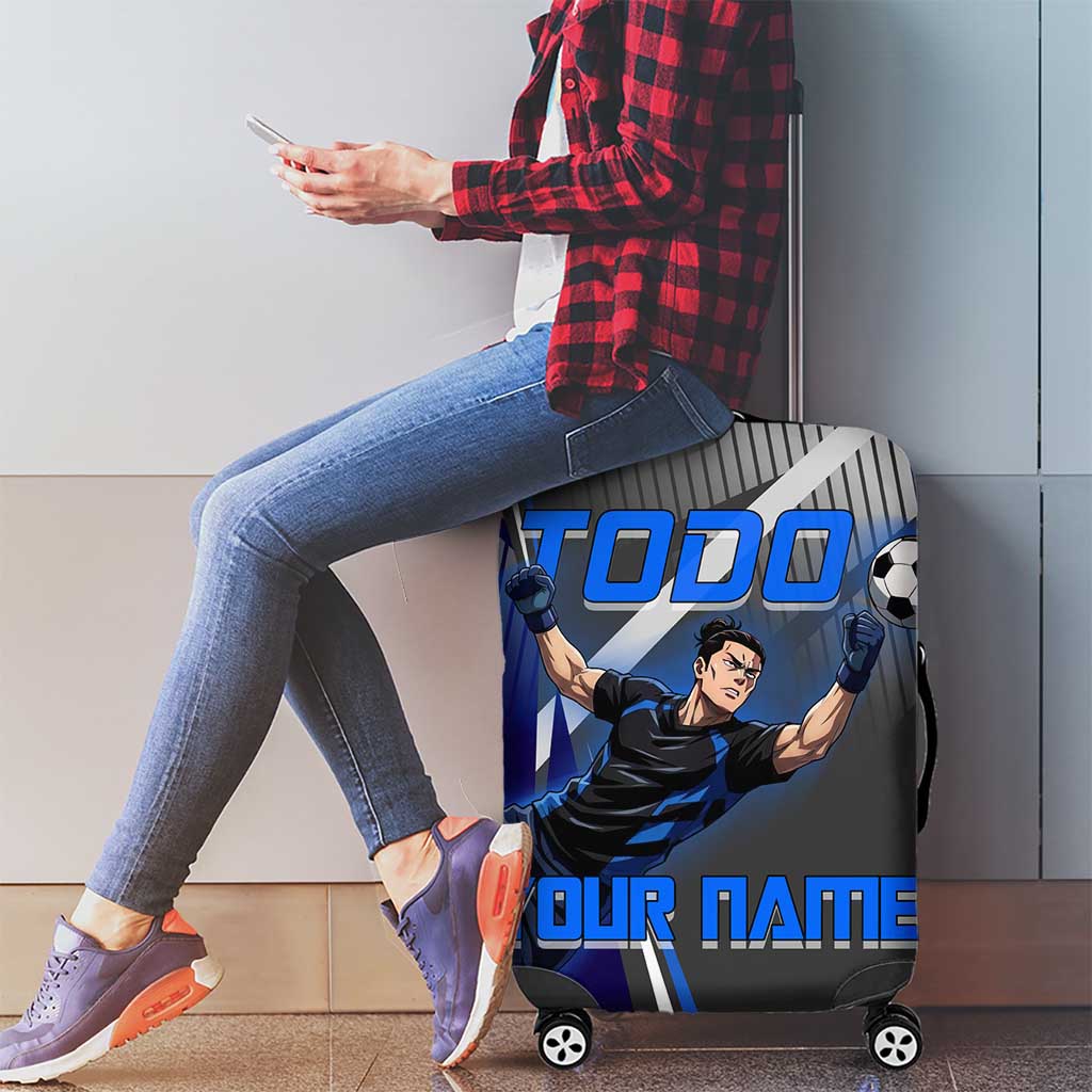 Personalized Aoi Todo Jujutsu Kaisen Luggage Cover with Blue Gradient and Goalkeeper Action Design