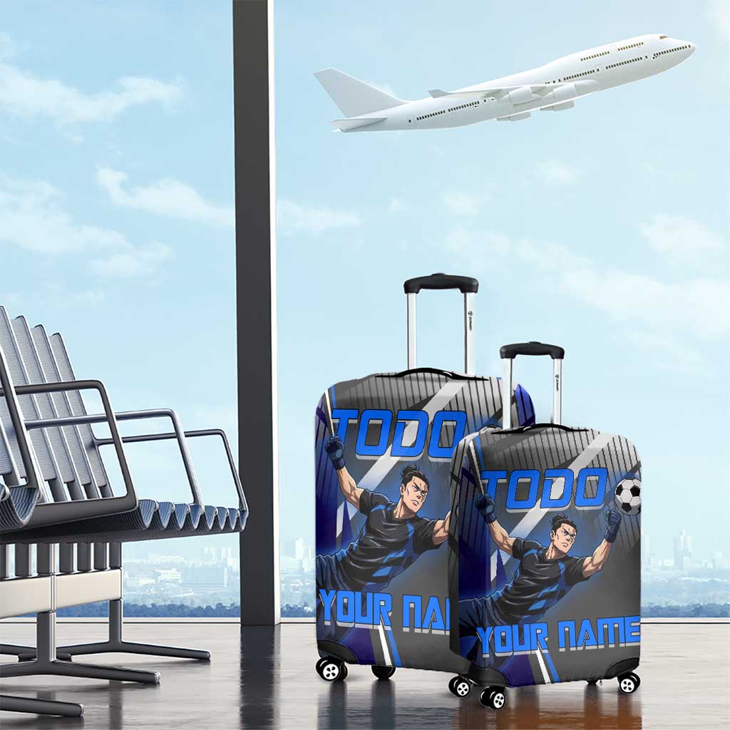 Personalized Aoi Todo Jujutsu Kaisen Luggage Cover with Blue Gradient and Goalkeeper Action Design