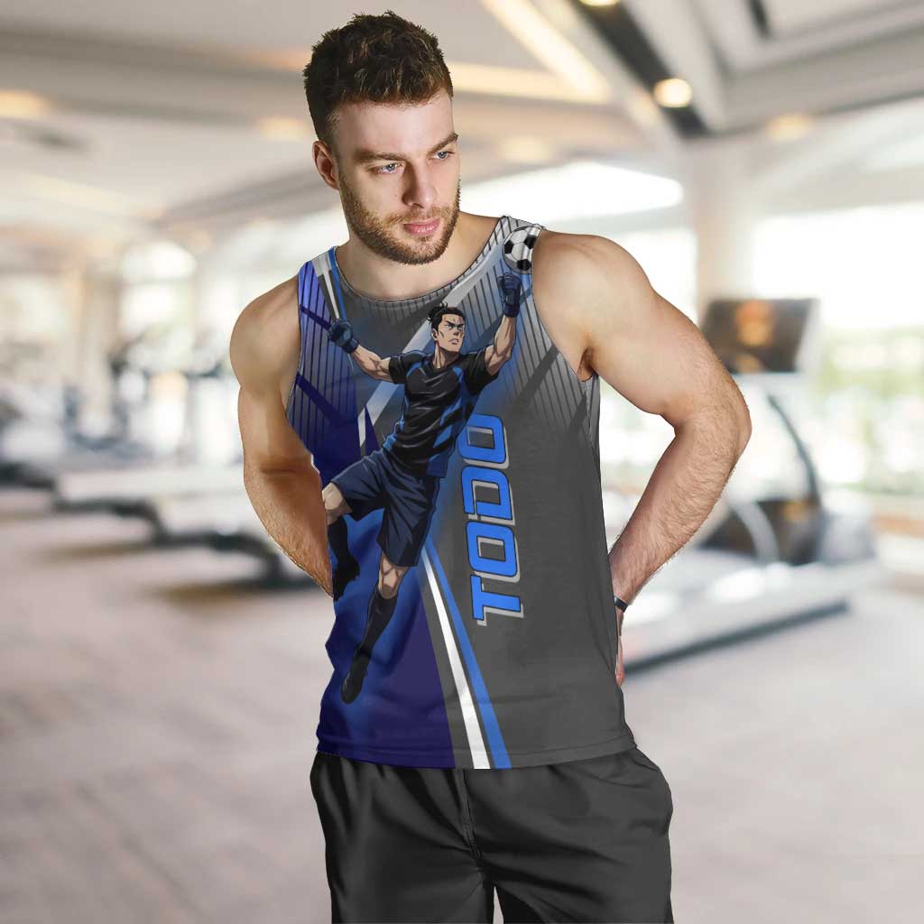 Personalized Aoi Todo Jujutsu Kaisen Men Tank Top with Blue Gradient and Goalkeeper Action Design