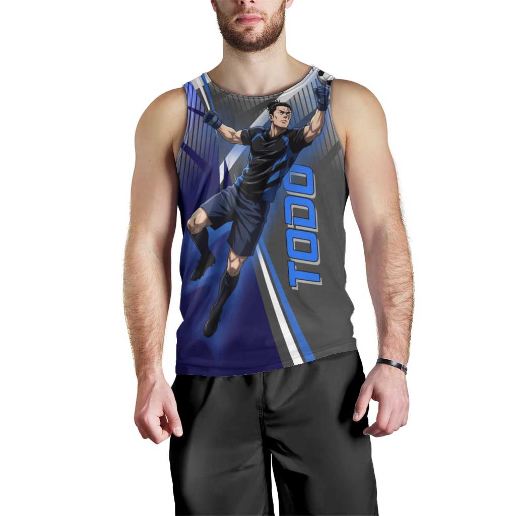 Personalized Aoi Todo Jujutsu Kaisen Men Tank Top with Blue Gradient and Goalkeeper Action Design