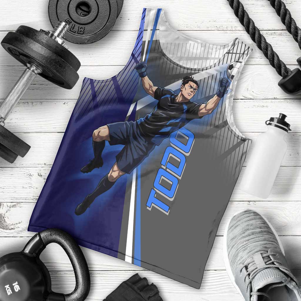 Personalized Aoi Todo Jujutsu Kaisen Men Tank Top with Blue Gradient and Goalkeeper Action Design