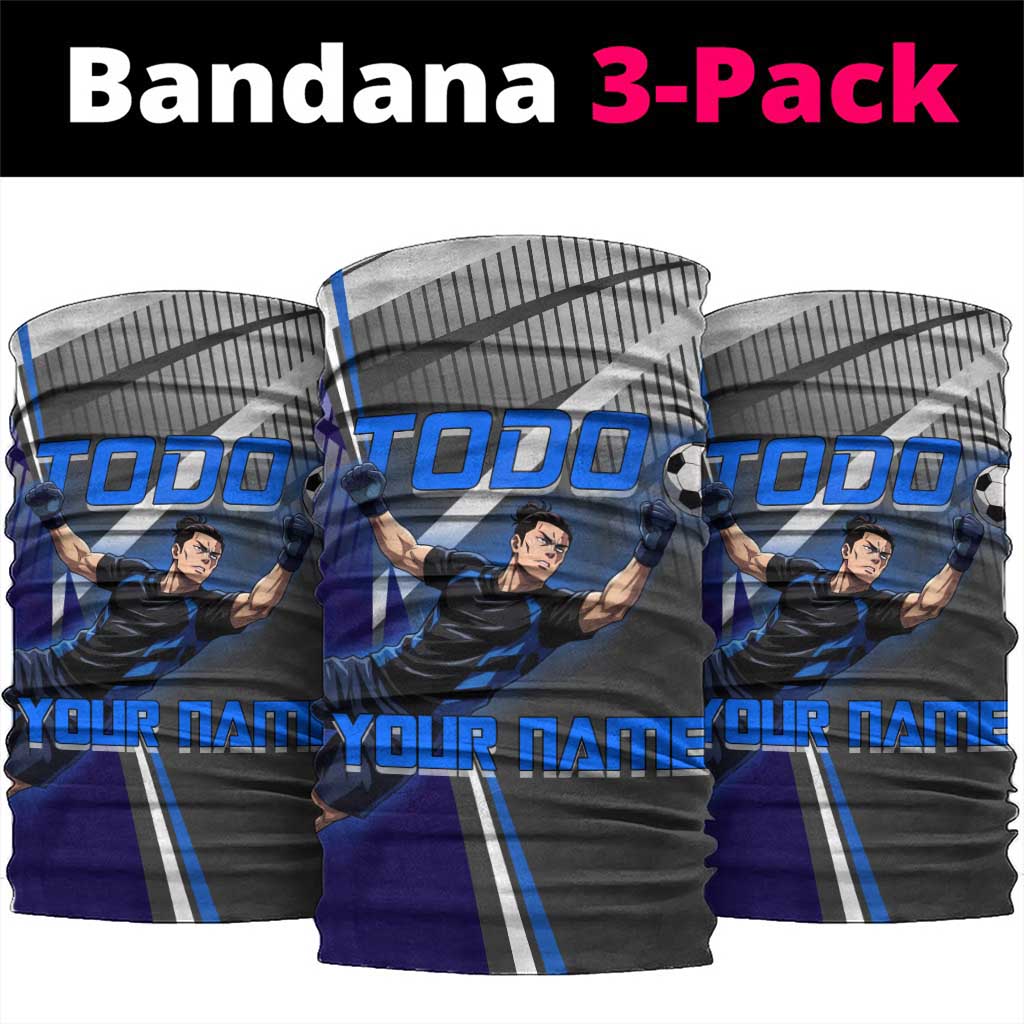 Personalized Aoi Todo Jujutsu Kaisen Neck Gaiter with Blue Gradient and Goalkeeper Action Design