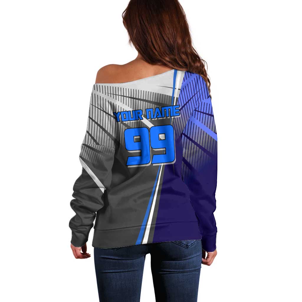 Personalized Aoi Todo Jujutsu Kaisen Off Shoulder Sweater with Blue Gradient and Goalkeeper Action Design
