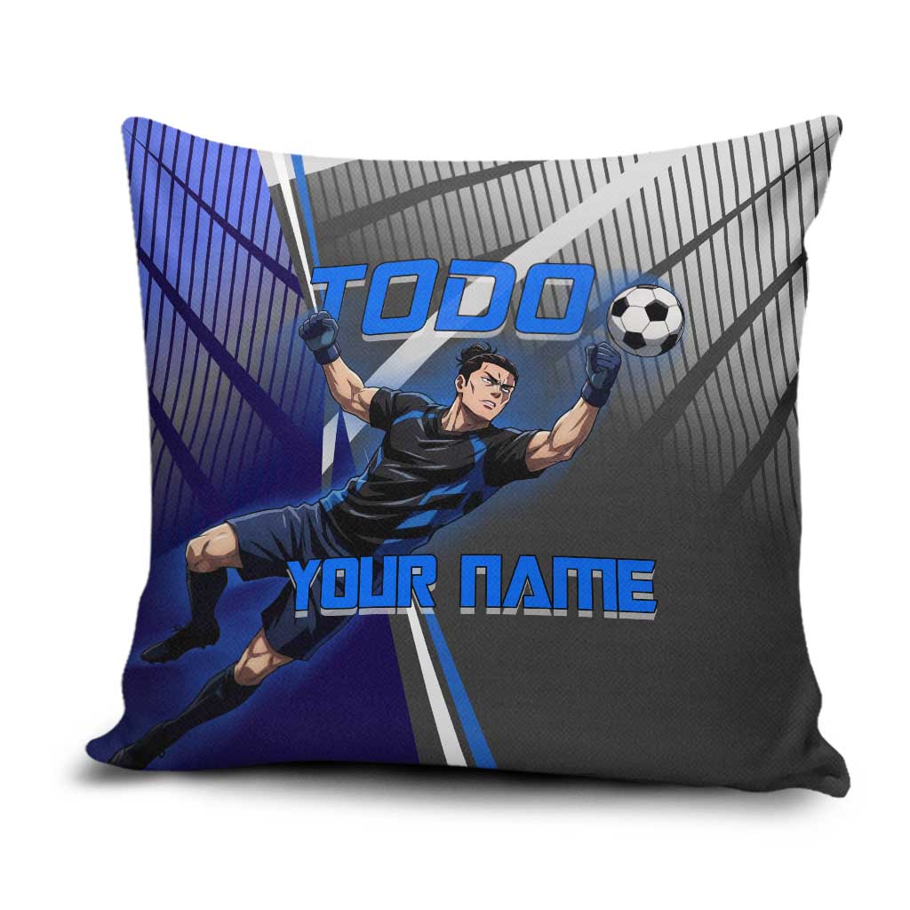 Personalized Aoi Todo Jujutsu Kaisen Pillow Cover with Blue Gradient and Goalkeeper Action Design