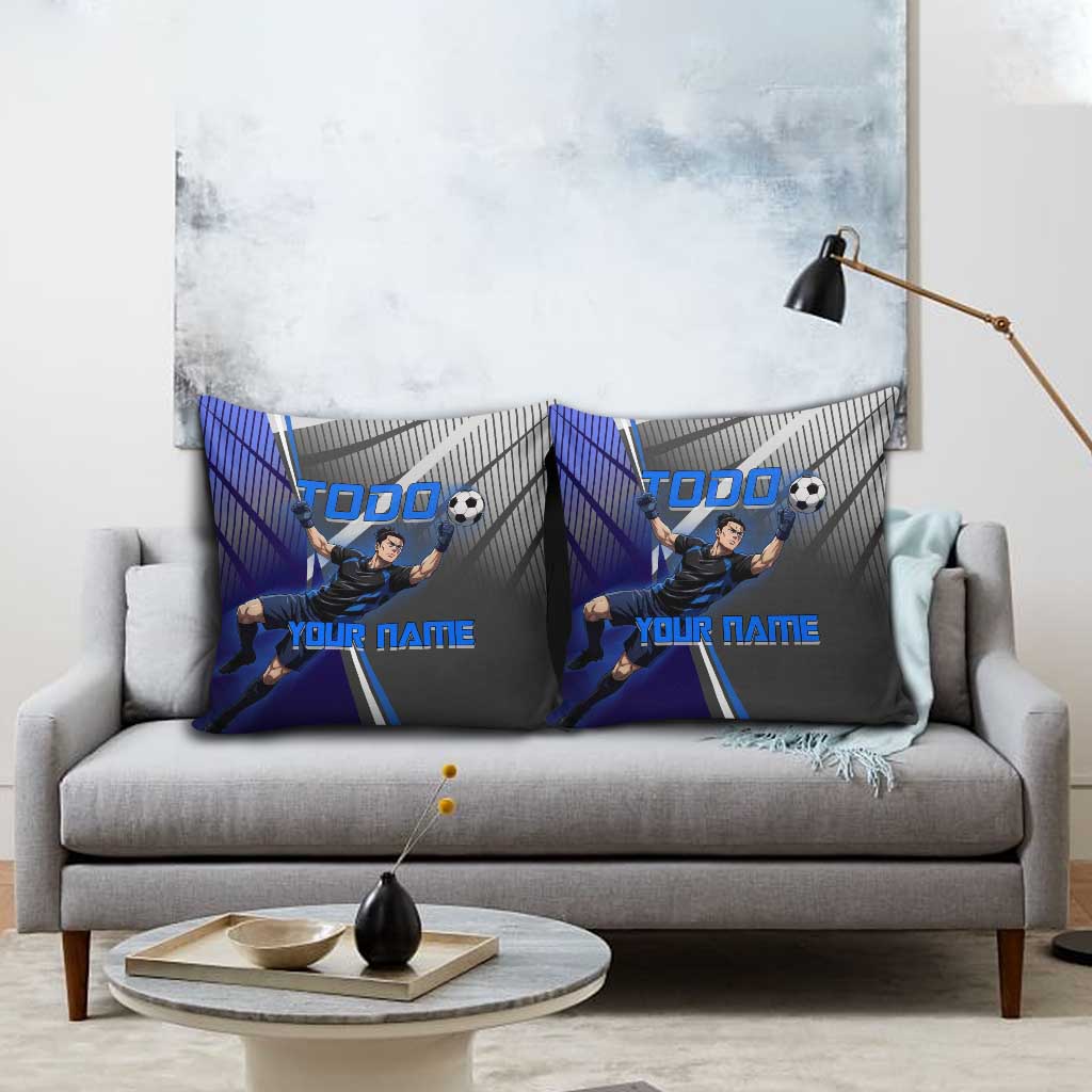 Personalized Aoi Todo Jujutsu Kaisen Pillow Cover with Blue Gradient and Goalkeeper Action Design