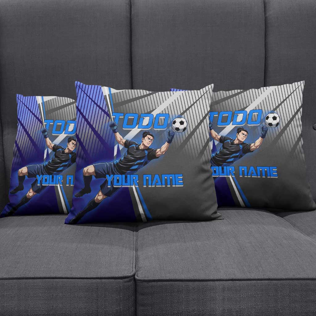 Personalized Aoi Todo Jujutsu Kaisen Pillow Cover with Blue Gradient and Goalkeeper Action Design