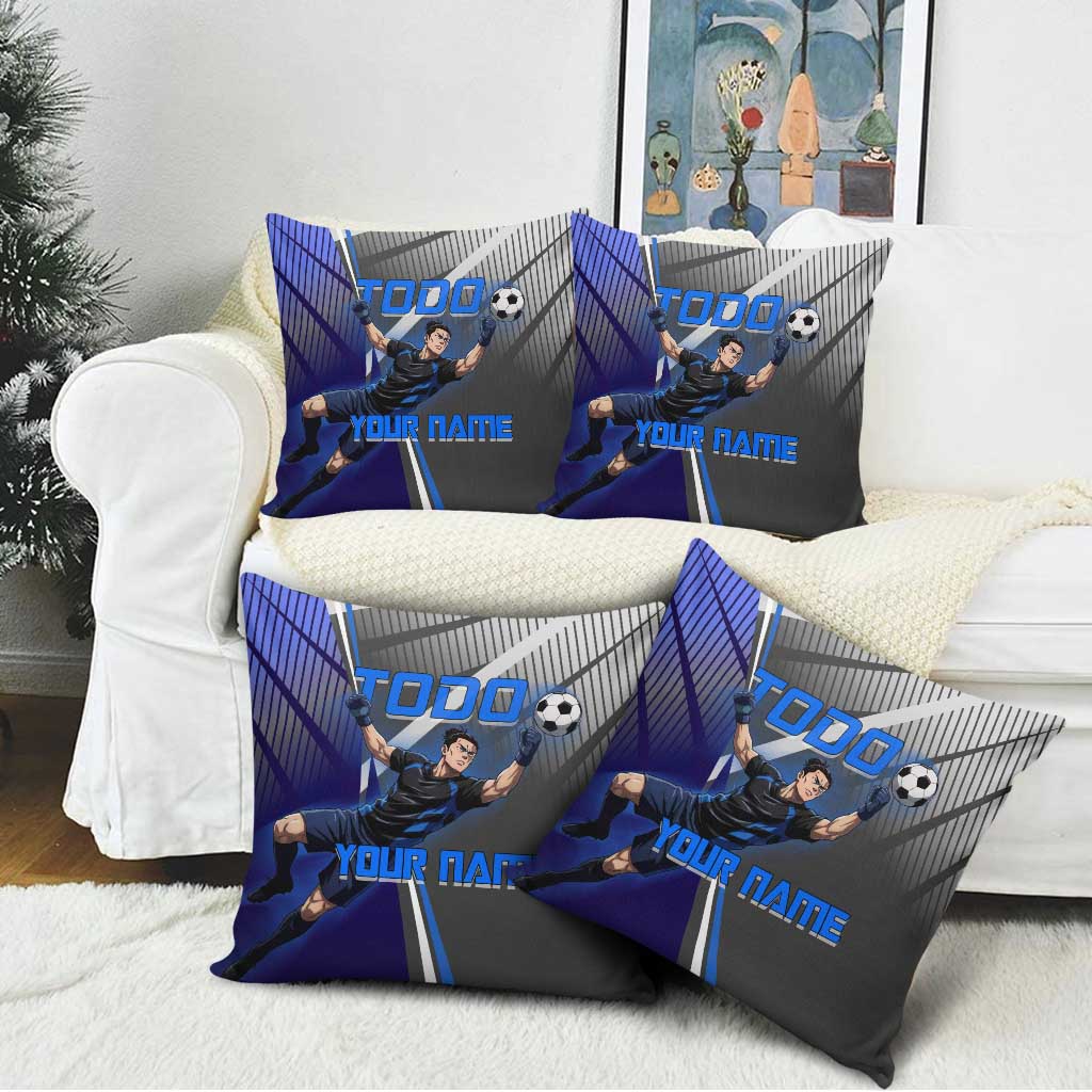 Personalized Aoi Todo Jujutsu Kaisen Pillow Cover with Blue Gradient and Goalkeeper Action Design