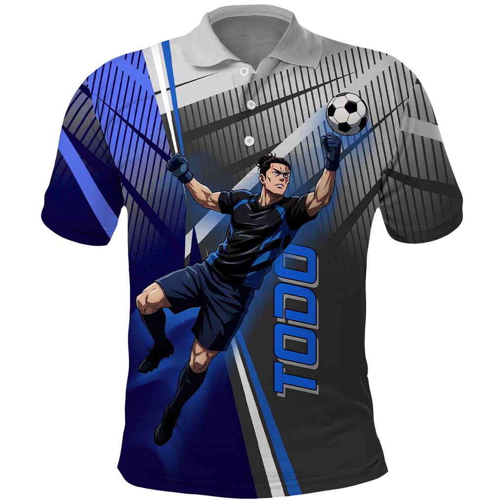 Personalized Aoi Todo Jujutsu Kaisen Polo Shirt with Blue Gradient and Goalkeeper Action Design