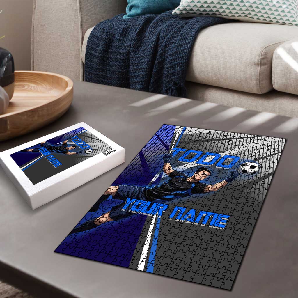 Personalized Aoi Todo Jujutsu Kaisen Puzzle with Blue Gradient and Goalkeeper Action Design