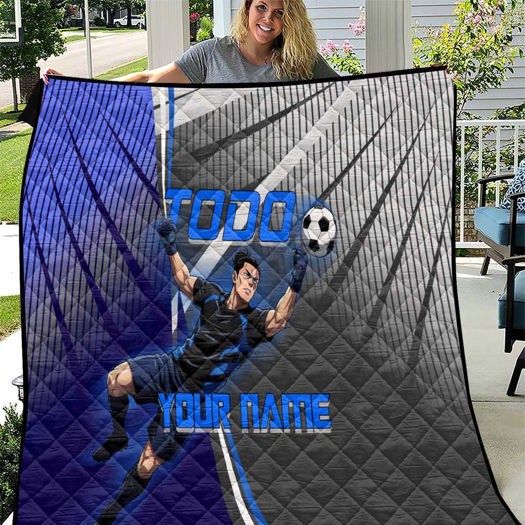 Personalized Aoi Todo Jujutsu Kaisen Quilt with Blue Gradient and Goalkeeper Action Design