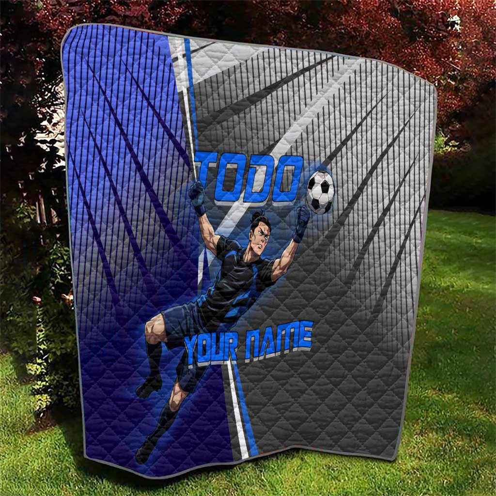 Personalized Aoi Todo Jujutsu Kaisen Quilt with Blue Gradient and Goalkeeper Action Design