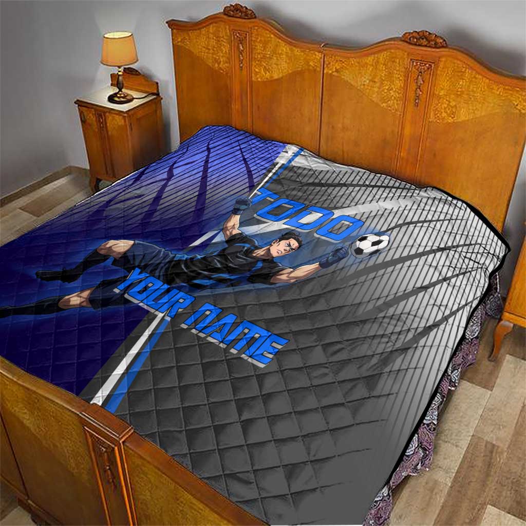 Personalized Aoi Todo Jujutsu Kaisen Quilt with Blue Gradient and Goalkeeper Action Design