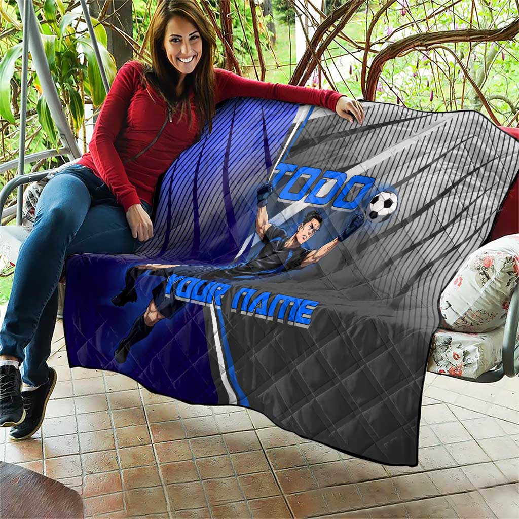 Personalized Aoi Todo Jujutsu Kaisen Quilt with Blue Gradient and Goalkeeper Action Design