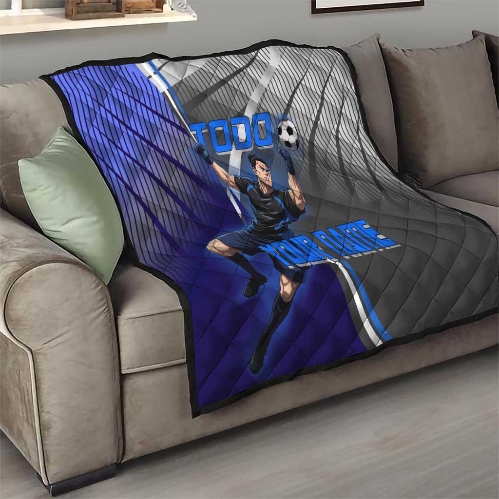 Personalized Aoi Todo Jujutsu Kaisen Quilt with Blue Gradient and Goalkeeper Action Design