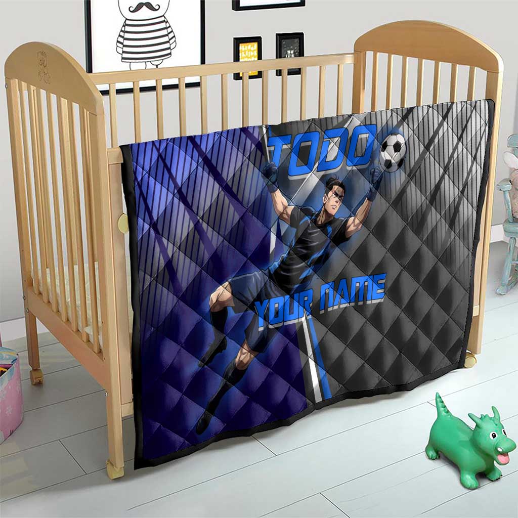 Personalized Aoi Todo Jujutsu Kaisen Quilt with Blue Gradient and Goalkeeper Action Design