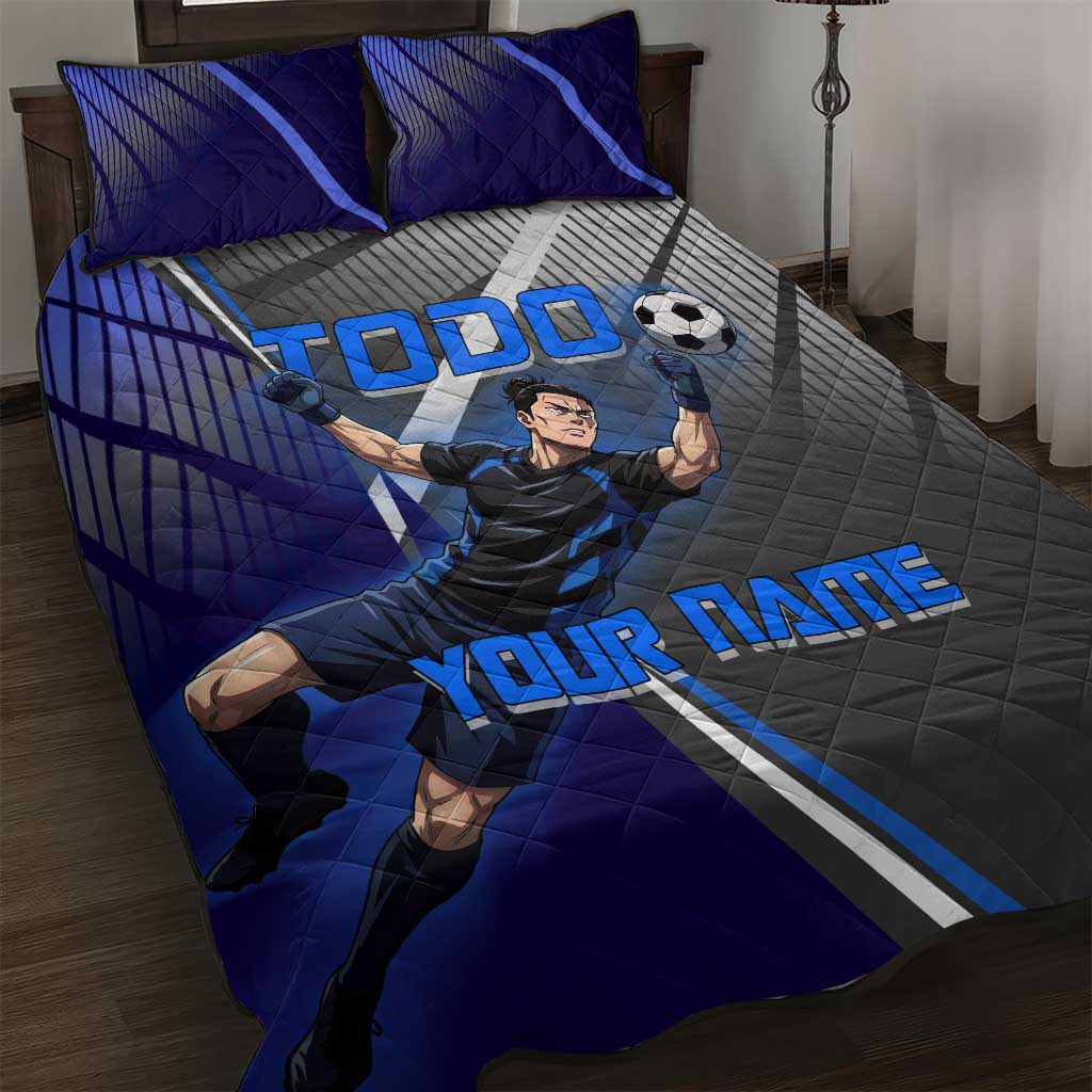 Personalized Aoi Todo Jujutsu Kaisen Quilt Bed Set with Blue Gradient and Goalkeeper Action Design