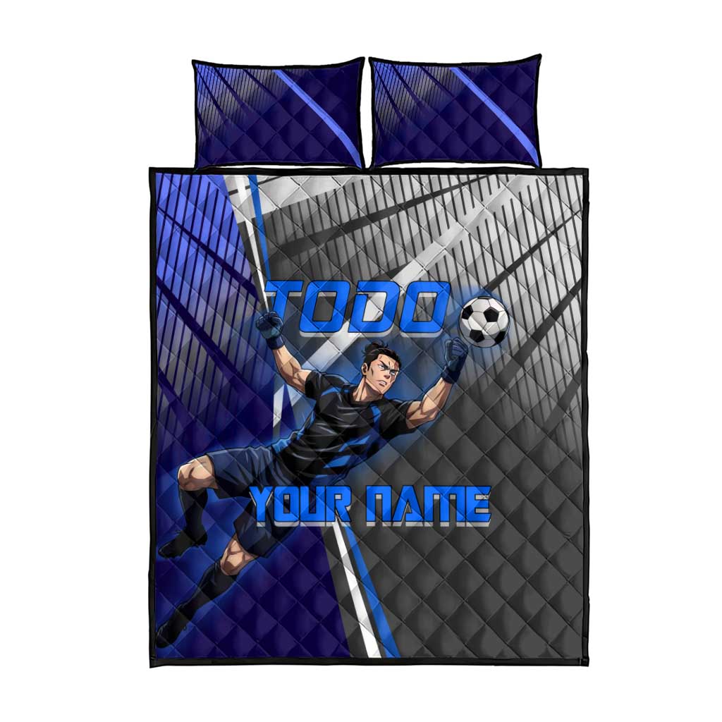 Personalized Aoi Todo Jujutsu Kaisen Quilt Bed Set with Blue Gradient and Goalkeeper Action Design