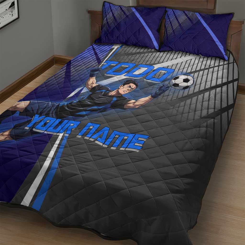 Personalized Aoi Todo Jujutsu Kaisen Quilt Bed Set with Blue Gradient and Goalkeeper Action Design