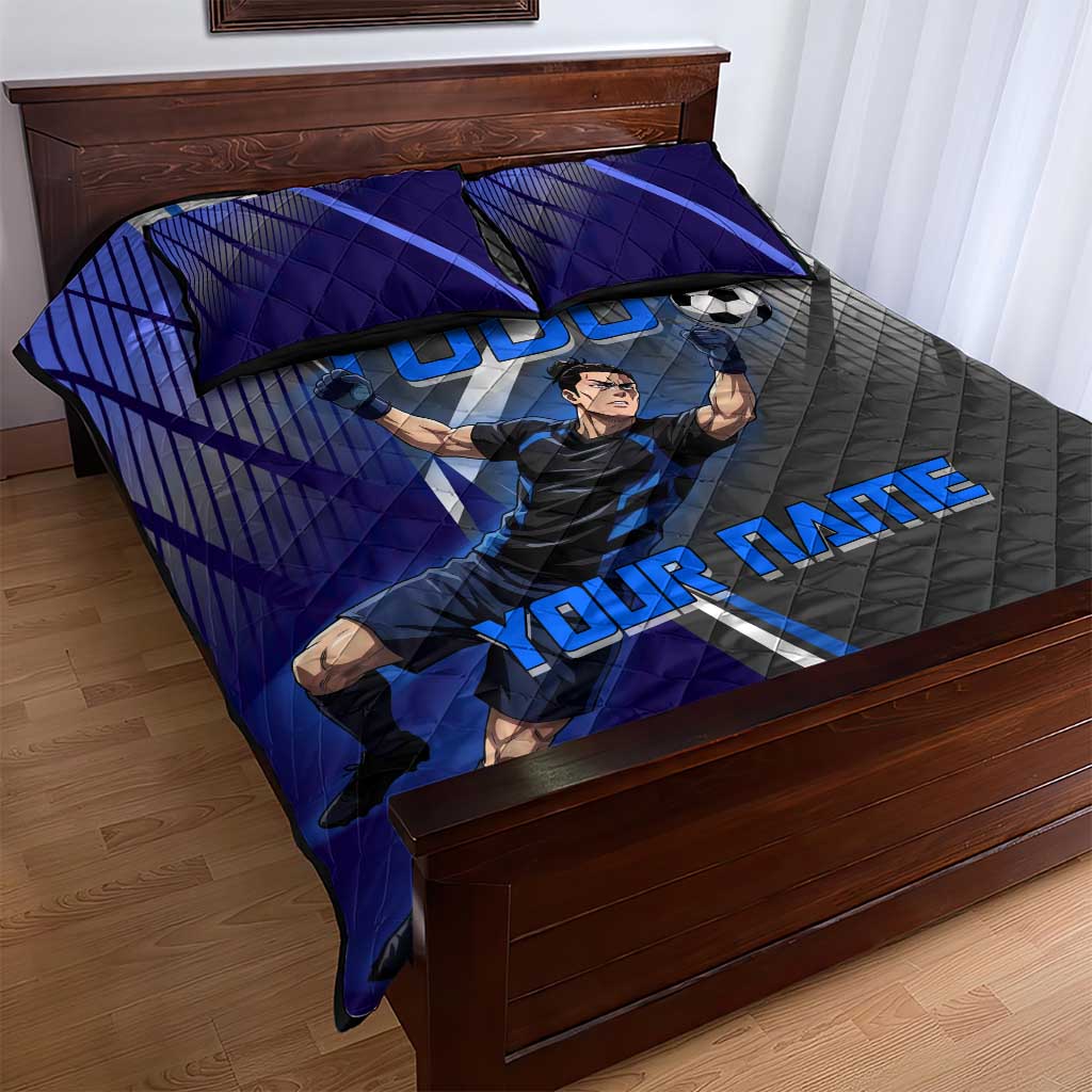 Personalized Aoi Todo Jujutsu Kaisen Quilt Bed Set with Blue Gradient and Goalkeeper Action Design