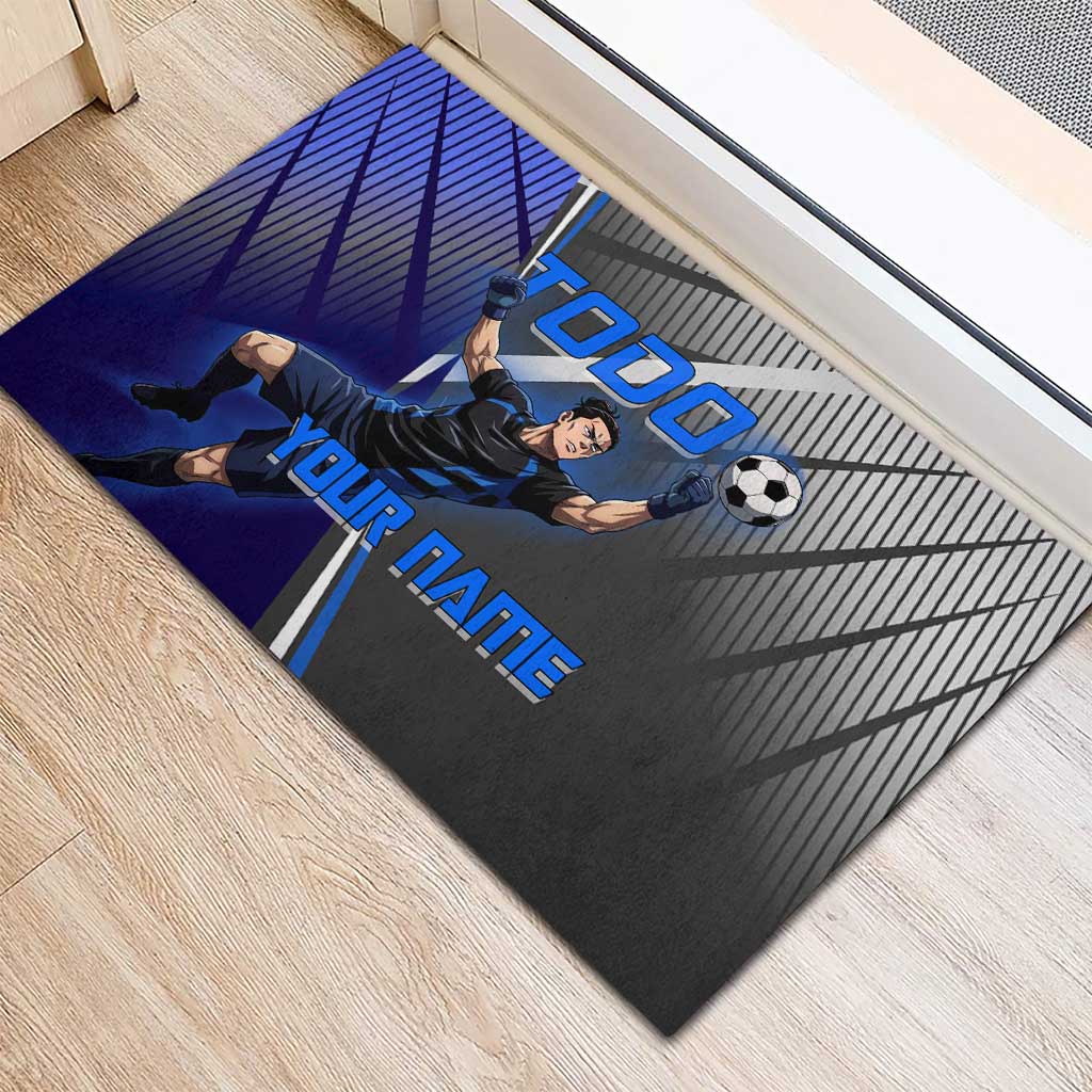 Personalized Aoi Todo Jujutsu Kaisen Rubber Doormat with Blue Gradient and Goalkeeper Action Design