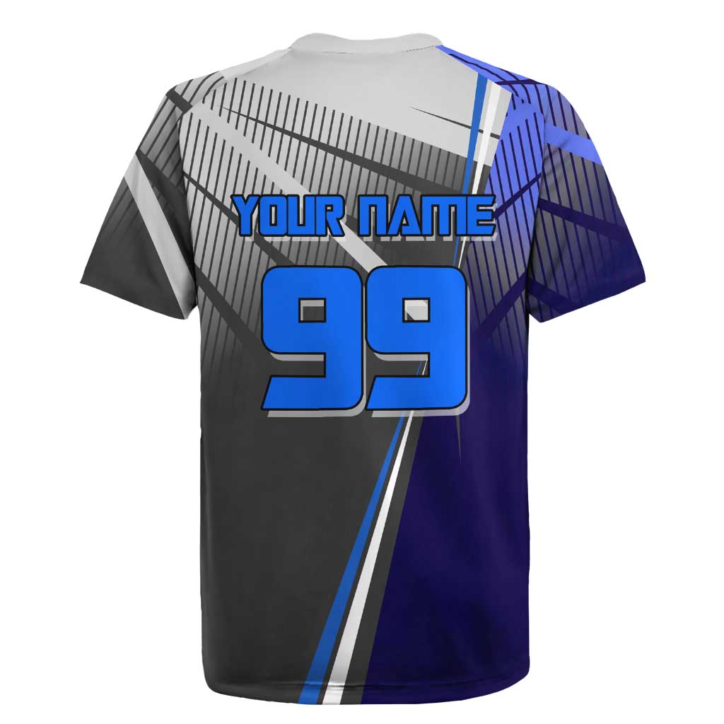 Personalized Aoi Todo Jujutsu Kaisen Rugby Jersey with Blue Gradient and Goalkeeper Action Design