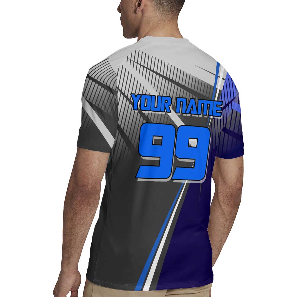Personalized Aoi Todo Jujutsu Kaisen Rugby Jersey with Blue Gradient and Goalkeeper Action Design