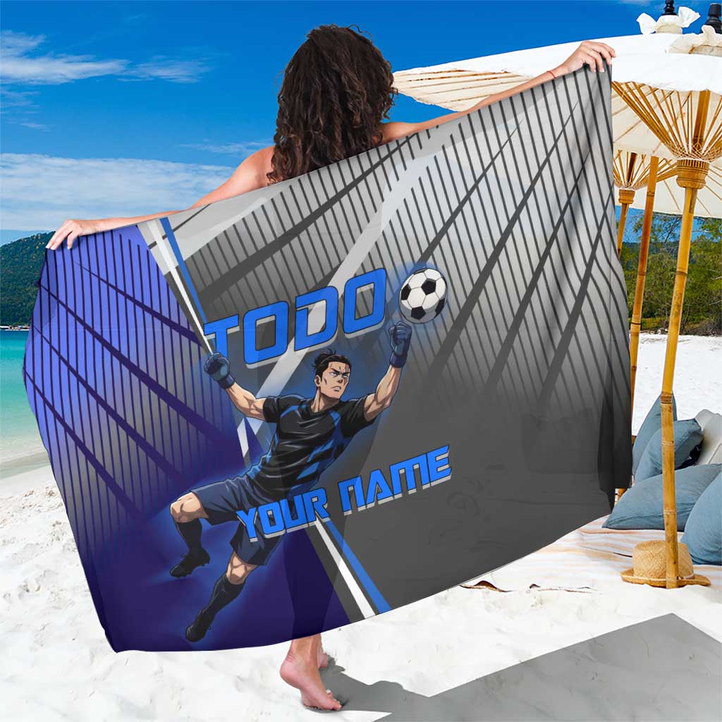 Personalized Aoi Todo Jujutsu Kaisen Sarong with Blue Gradient and Goalkeeper Action Design