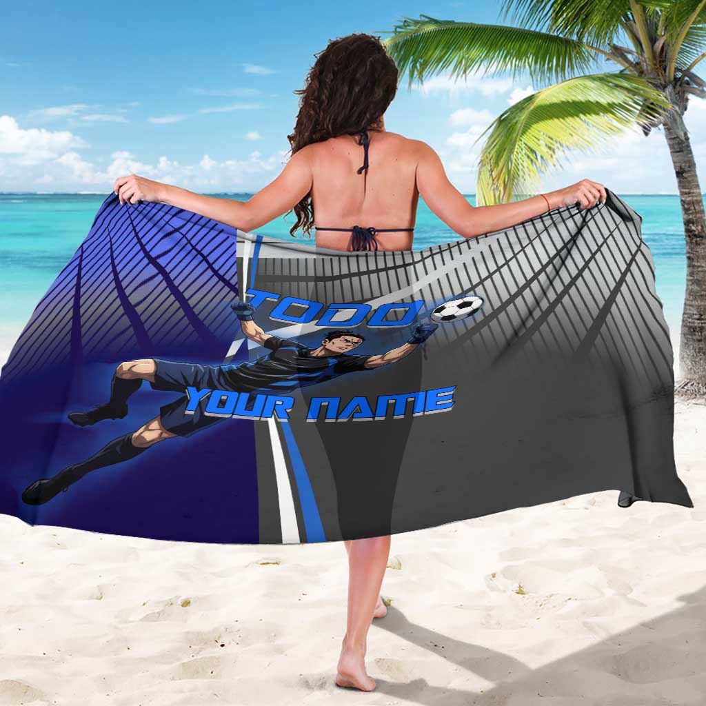 Personalized Aoi Todo Jujutsu Kaisen Sarong with Blue Gradient and Goalkeeper Action Design
