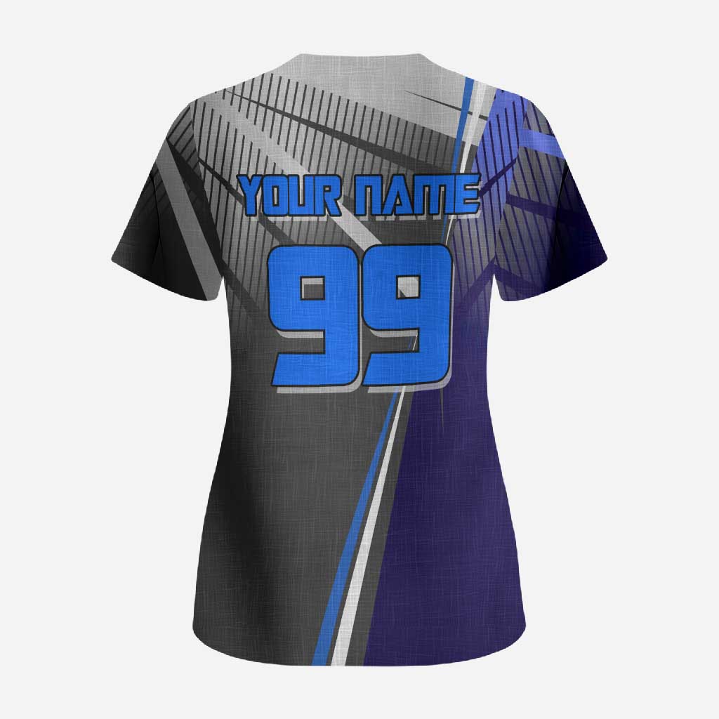 Personalized Aoi Todo Jujutsu Kaisen Scrub Top with Blue Gradient and Goalkeeper Action Design